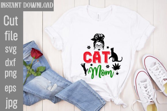 Cat Mom SVG Cut File for T-Shirt Designs & Graphics