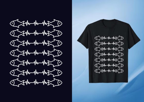 Fish Heartbeat Minimalist Design: Graphics & T-Shirt Designs