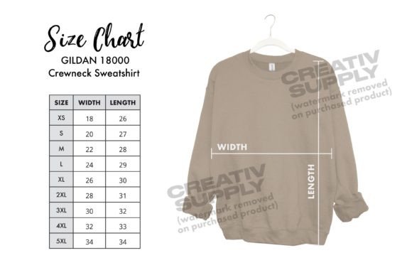 Gildan Sweatshirt Size Chart Graphics for Hoodies