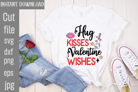 Hug Kisses Valentine Graphics & T-Shirt Designs